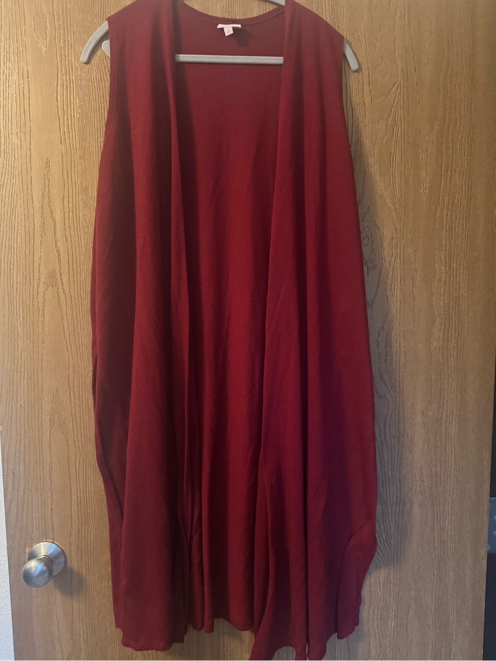 Women's Wine Red Flowy sleeveless cardigan